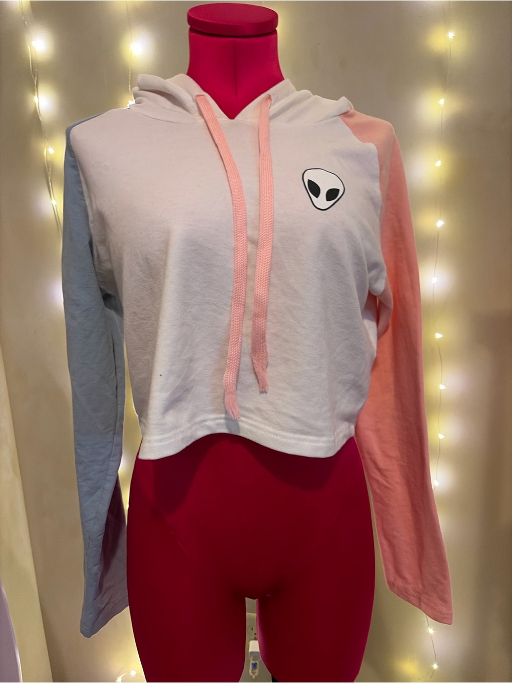 Alien Hoodie - White, Pink & Gray